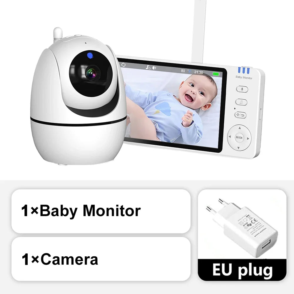 Babyphone Vidéo 5 Pouces Avec Caméra PTZ Et Vision Nocturne